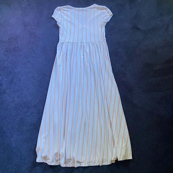 Forever 21 Striped Short Sleeve Maxi Dress White & Marigold – Women’s Sz M - Picture 5 of 7